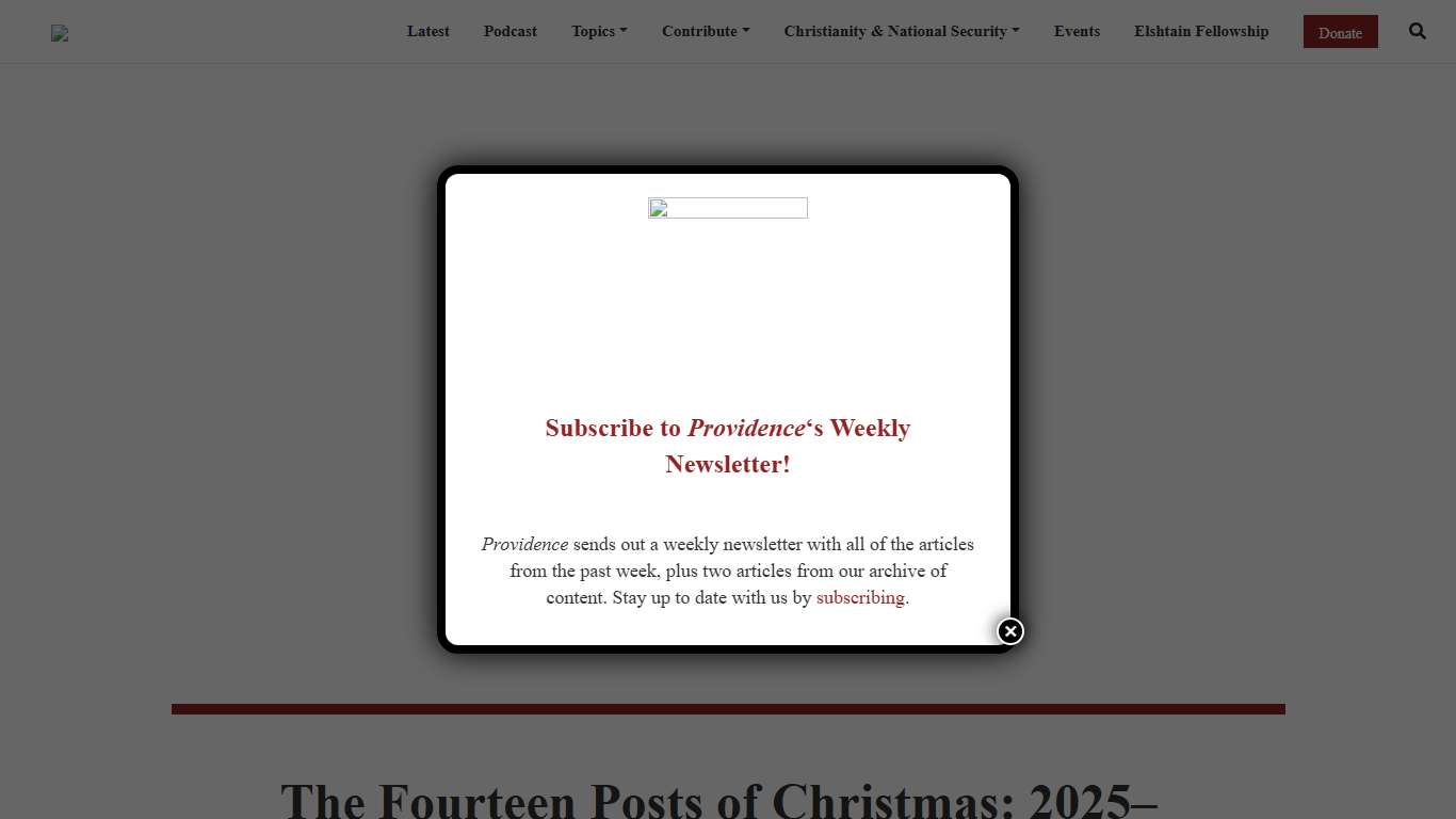 The Fourteen Posts of Christmas: 2025–2026 Edition - Providence